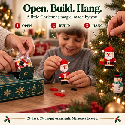⏳ Last Day 49% OFF – 🎄24-Day Mini Christmas Brick Ornament Advent Calendar | 24 Unique Buildable Holiday Ornaments to Create, Hang & Keep 🧱