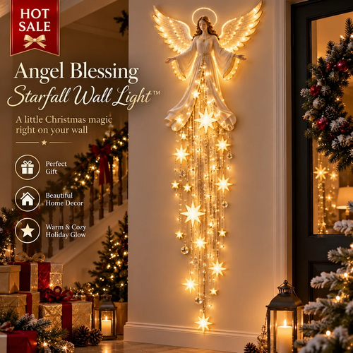 ✨Last Day 50% OFF✨ Angel Blessing Starfall Wall Light™ – Heavenly Christmas Wall Decor