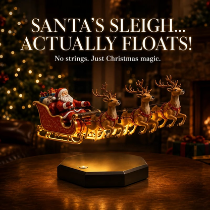 🎅 Floating Santa Sleigh with 3 Reindeer – Magnetic Levitation Christmas Display 💗