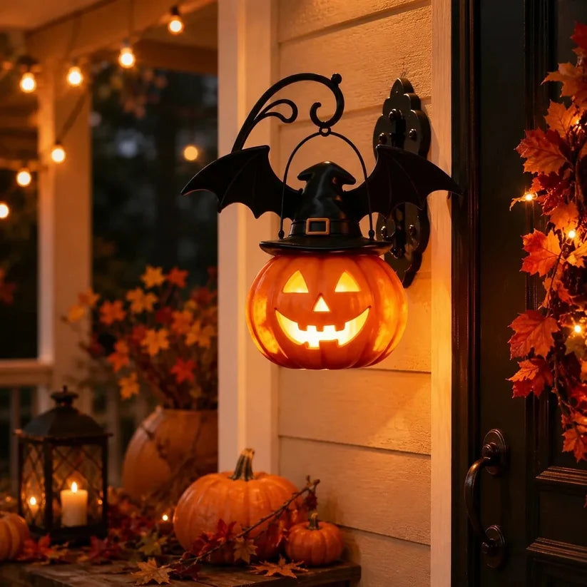🎉🎃Halloween Early Bird Special Sale OFF🎃 Bat Hat Pumpkin Wall Lamp 🦇