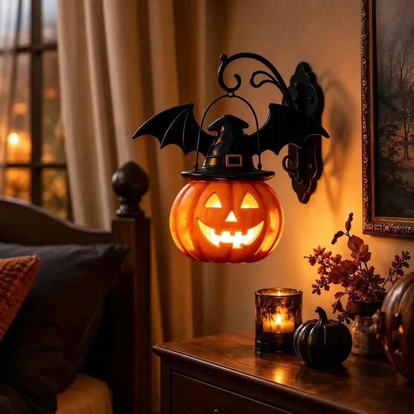 🎉🎃Halloween Early Bird Special Sale OFF🎃 Bat Hat Pumpkin Wall Lamp 🦇