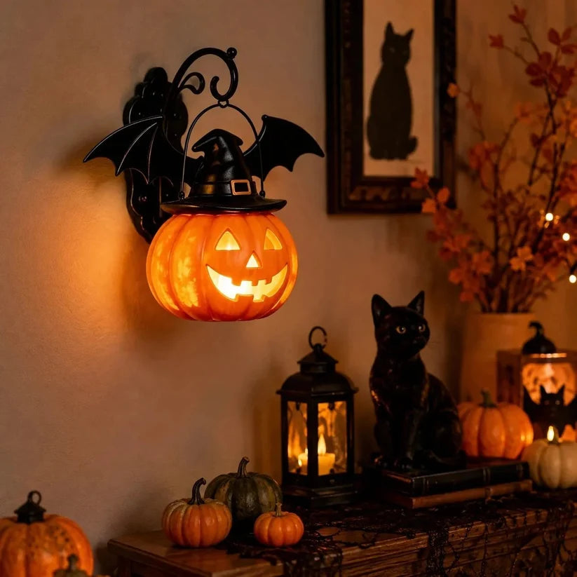 🎉🎃Halloween Early Bird Special Sale OFF🎃 Bat Hat Pumpkin Wall Lamp 🦇