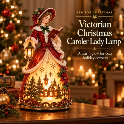 🎄 Victorian Christmas Caroler Lady Lamp – Lighted Holiday Tabletop Decor