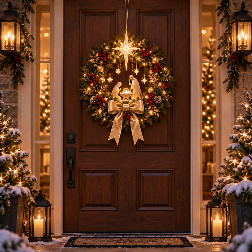 Christmas Wreath – Bethlehem Star Front Door Decor🎄