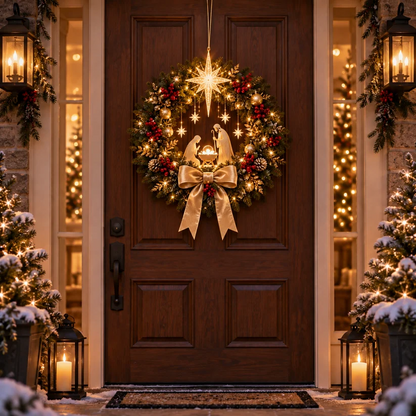 Christmas Wreath – Bethlehem Star Front Door Decor🎄