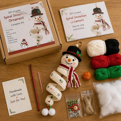 🌲Crochet Snowman Spiral Oranment DIY Kit