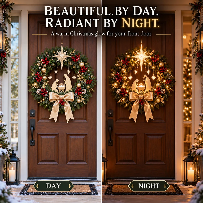 Christmas Wreath – Bethlehem Star Front Door Decor🎄
