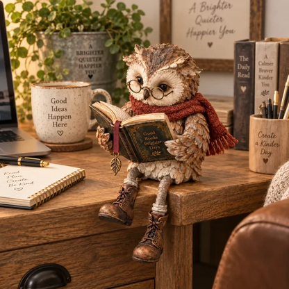 🦉 Reading Owl Figurine with Glasses — A Charming Gift for Book Lovers 📚