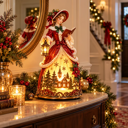 🎄 Victorian Christmas Caroler Lady Lamp – Lighted Holiday Tabletop Decor