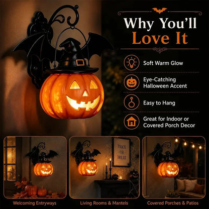 🎉🎃Halloween Early Bird Special Sale OFF🎃 Bat Hat Pumpkin Wall Lamp 🦇