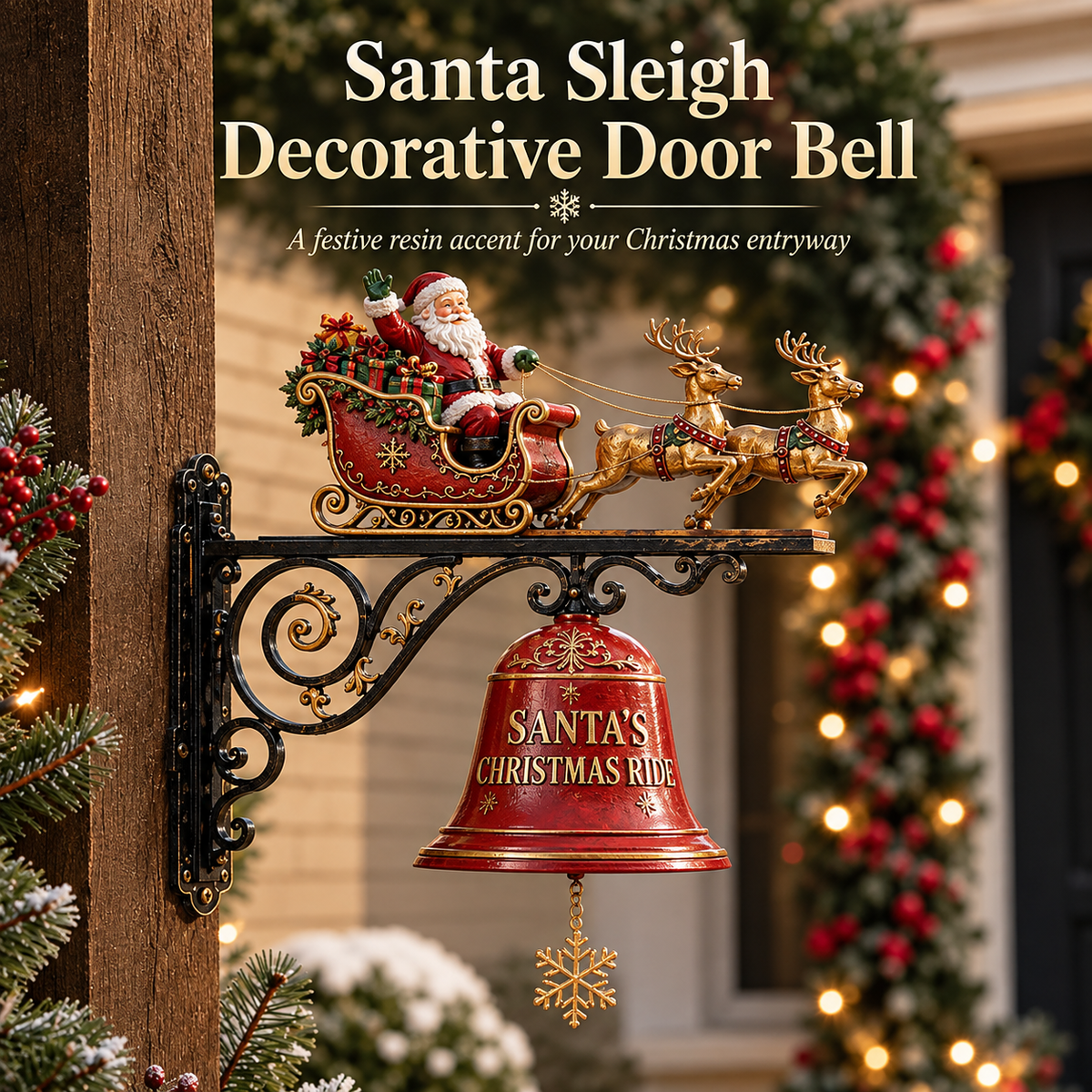 🎅🎄Santa Sleigh with Reindeer & Bell | 3D Christmas Outdoor Decoration