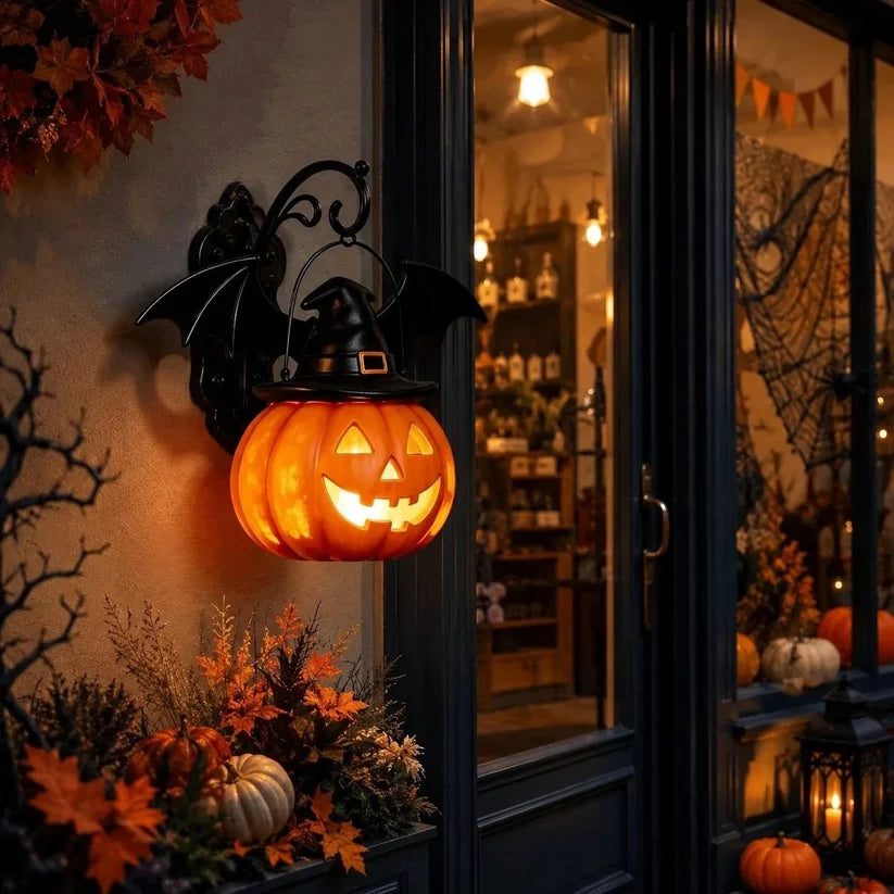 🎉🎃Halloween Early Bird Special Sale OFF🎃 Bat Hat Pumpkin Wall Lamp 🦇