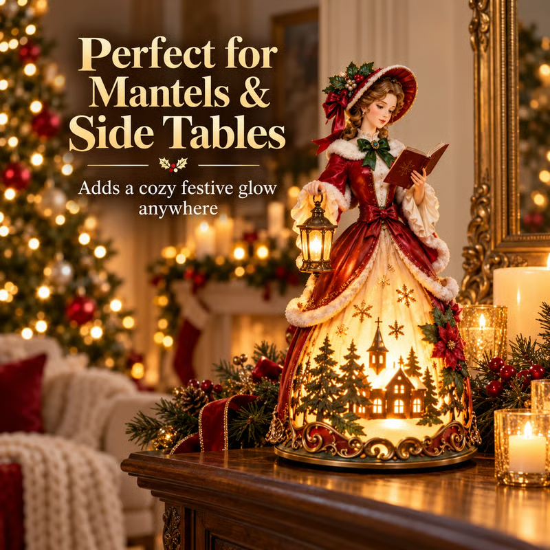 🎄 Victorian Christmas Caroler Lady Lamp – Lighted Holiday Tabletop Decor