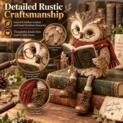 🦉 Reading Owl Figurine with Glasses — A Charming Gift for Book Lovers 📚