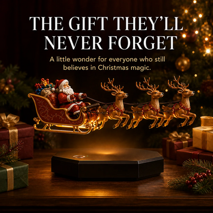 🎅 Floating Santa Sleigh with 3 Reindeer – Magnetic Levitation Christmas Display 💗