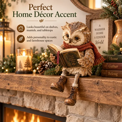 🦉 Reading Owl Figurine with Glasses — A Charming Gift for Book Lovers 📚