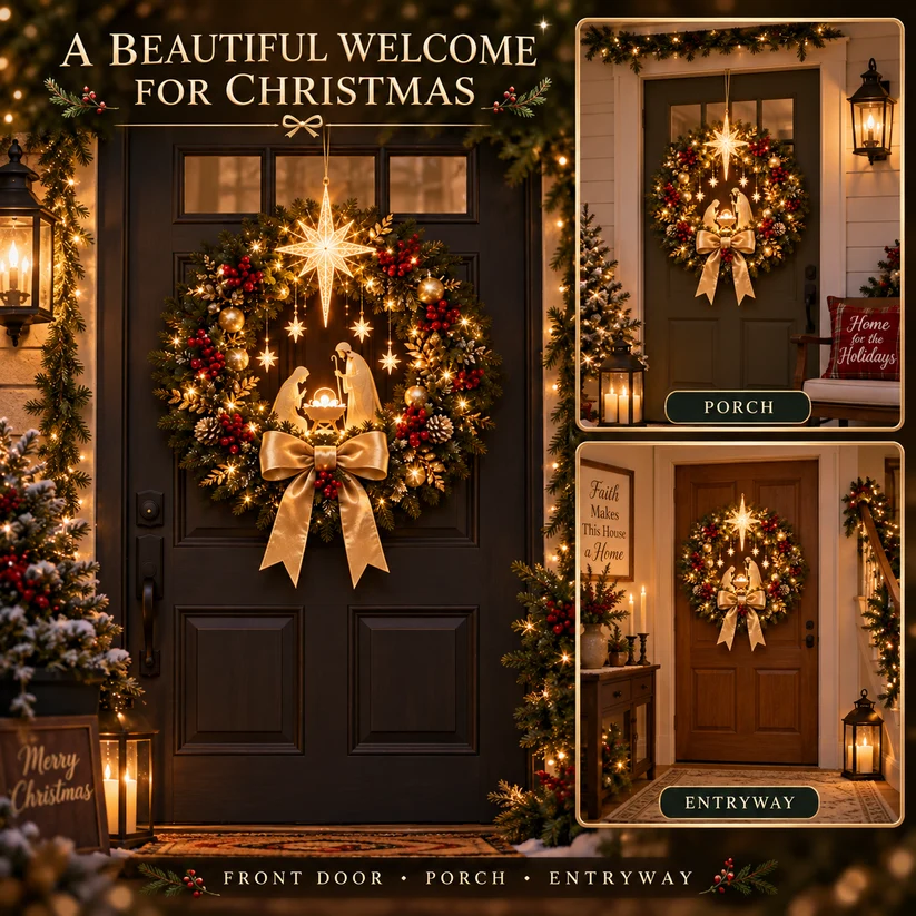 Christmas Wreath – Bethlehem Star Front Door Decor🎄