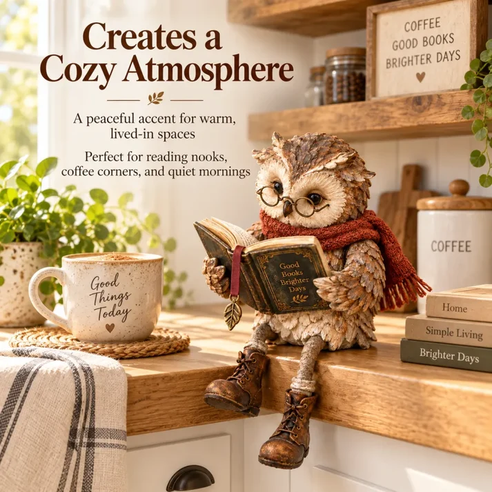 🦉 Reading Owl Figurine with Glasses — A Charming Gift for Book Lovers 📚
