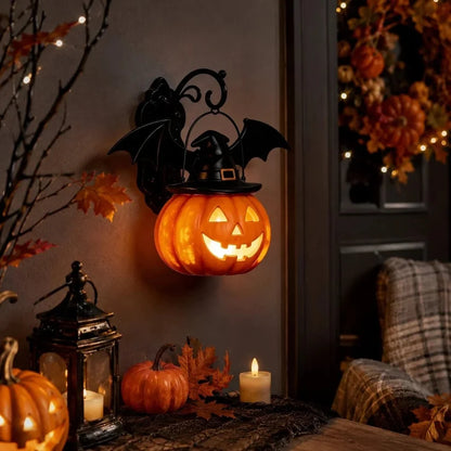 🎉🎃Halloween Early Bird Special Sale OFF🎃 Bat Hat Pumpkin Wall Lamp 🦇