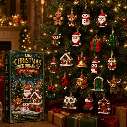 ⏳ Last Day 49% OFF – 🎄24-Day Mini Christmas Brick Ornament Advent Calendar | 24 Unique Buildable Holiday Ornaments to Create, Hang & Keep 🧱