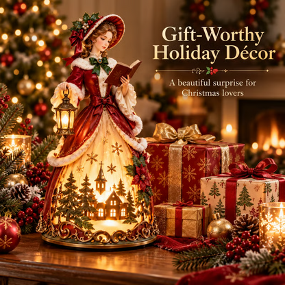 🎄 Victorian Christmas Caroler Lady Lamp – Lighted Holiday Tabletop Decor