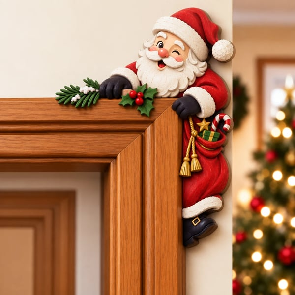 🎅Christmas Peekaboo Door Frame Corner Decor – 3D Holiday Character Decoration