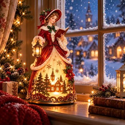 🎄 Victorian Christmas Caroler Lady Lamp – Lighted Holiday Tabletop Decor