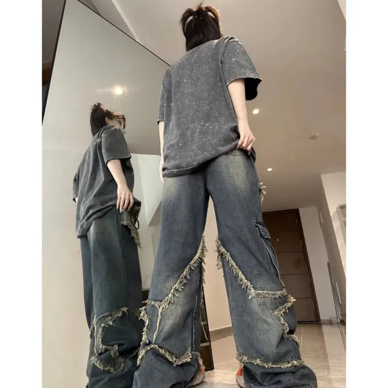 2024 Blue Fashion Hip Hop Vintage Straight Autumn Women's Jeans