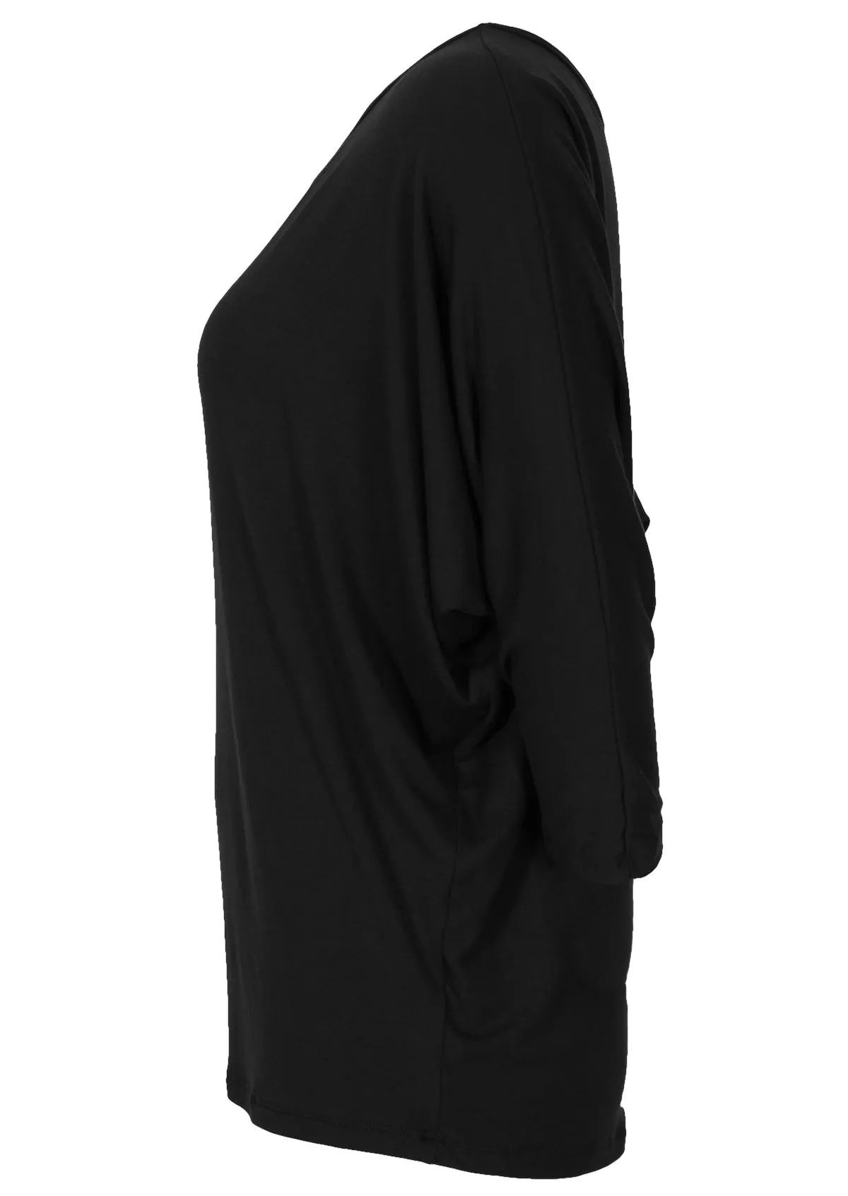 3/4 Sleeve Batwing Top Black