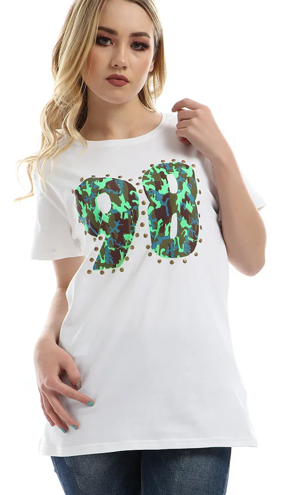 47037 Night Eight Army Pattern Tshirt - White