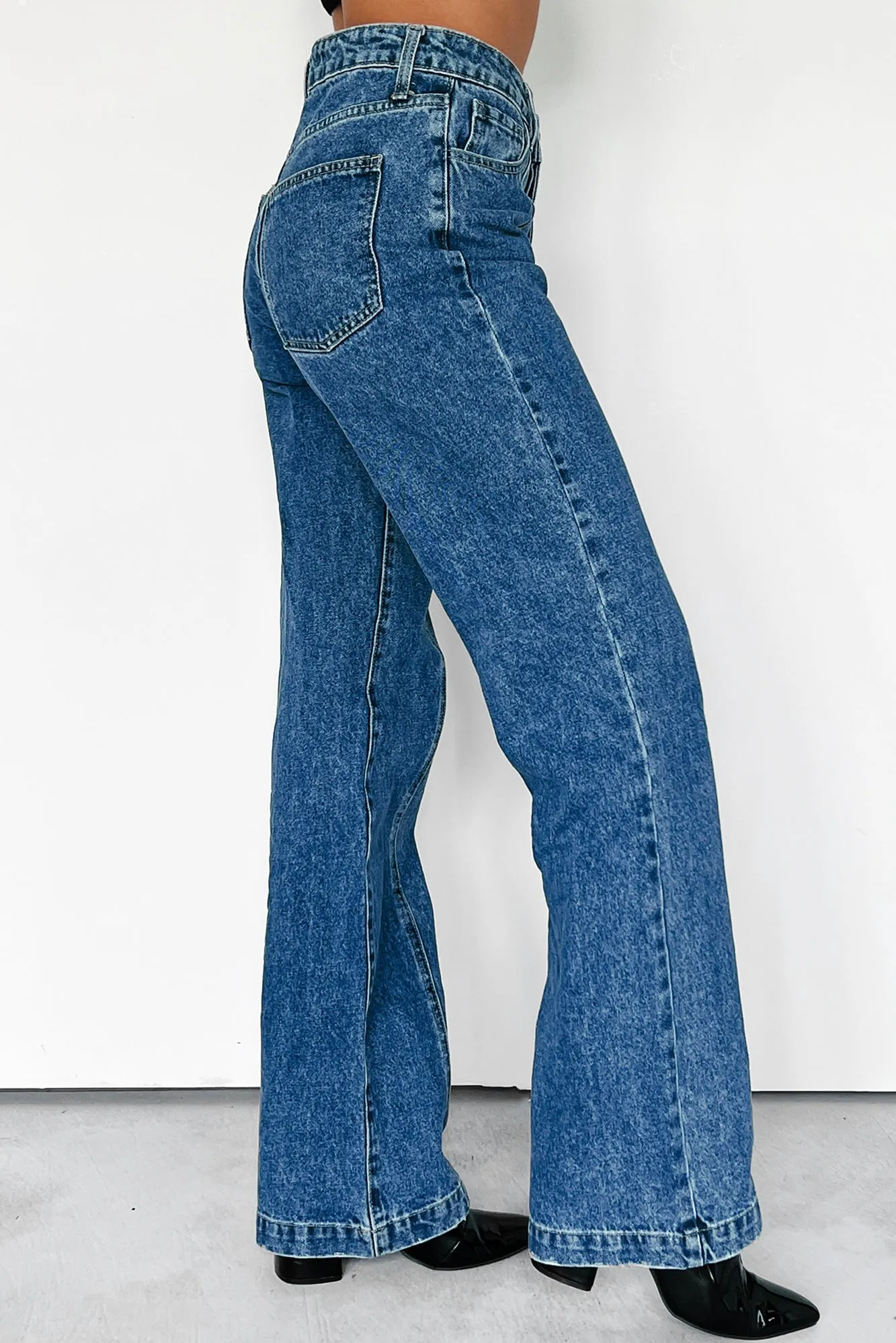 Adler High Rise Relaxed Fit 90s Flare Jeans (Dark Denim)