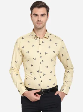 Albescent White Printed Slim Fit Party Wear Shirt | JB Studio