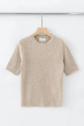 Aleger Cashmere Short Sleeve Tee in Champagne