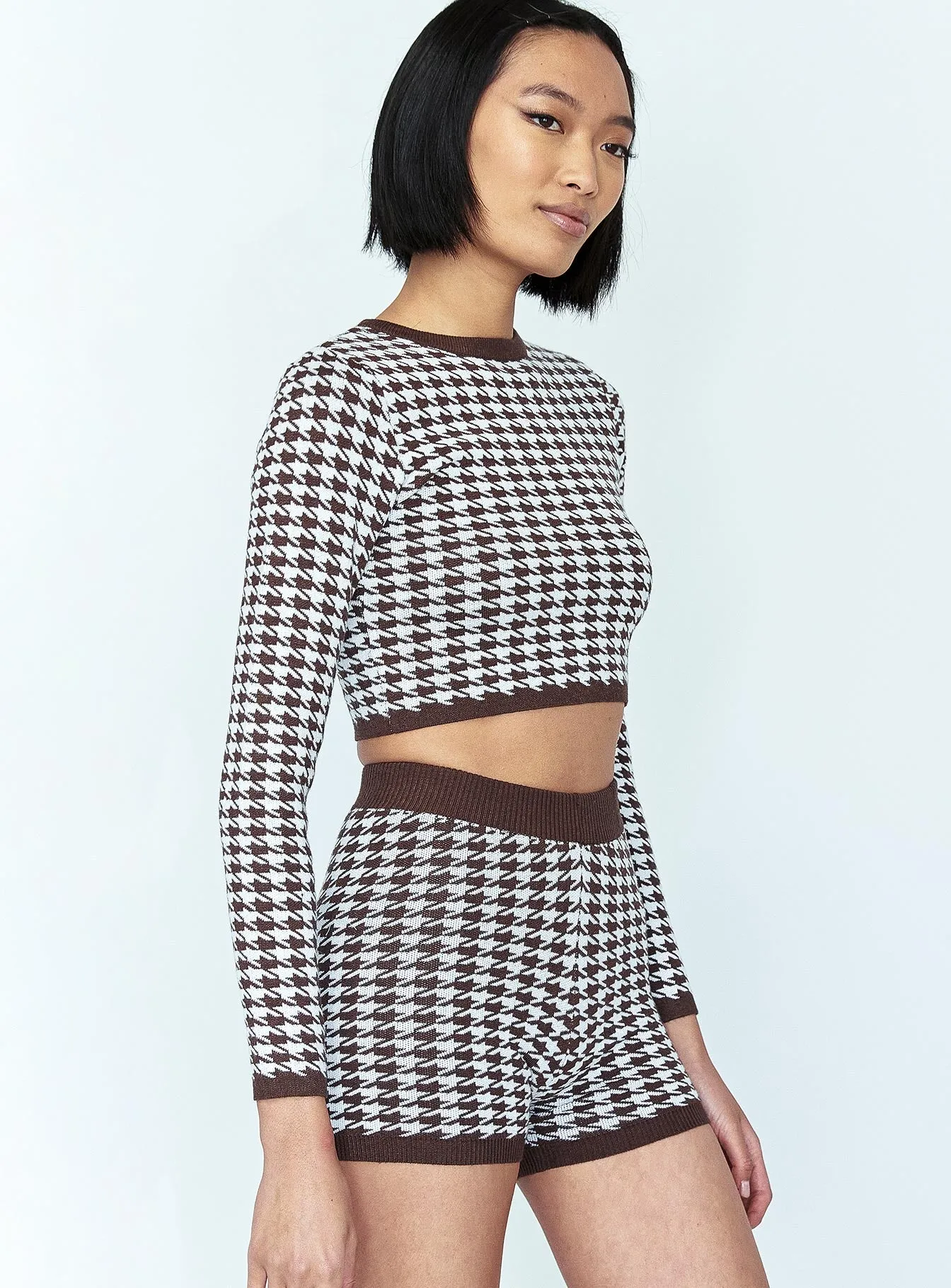 Amaya Long Sleeve Set Brown / White