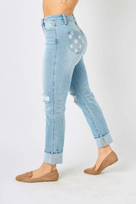 Americana Flag Cuff BF Jean