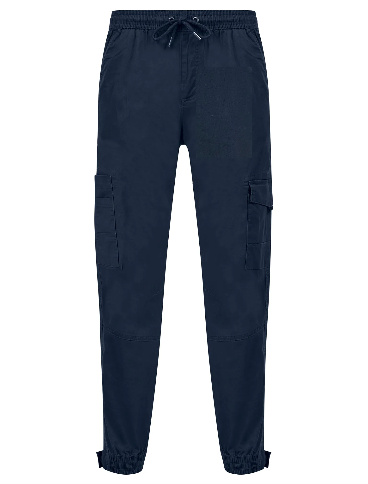 Anza Stretch Cotton Twill Cuffed Cargo Jogger Pants with Pockets in Parisian Night Blue - Tokyo Laundry