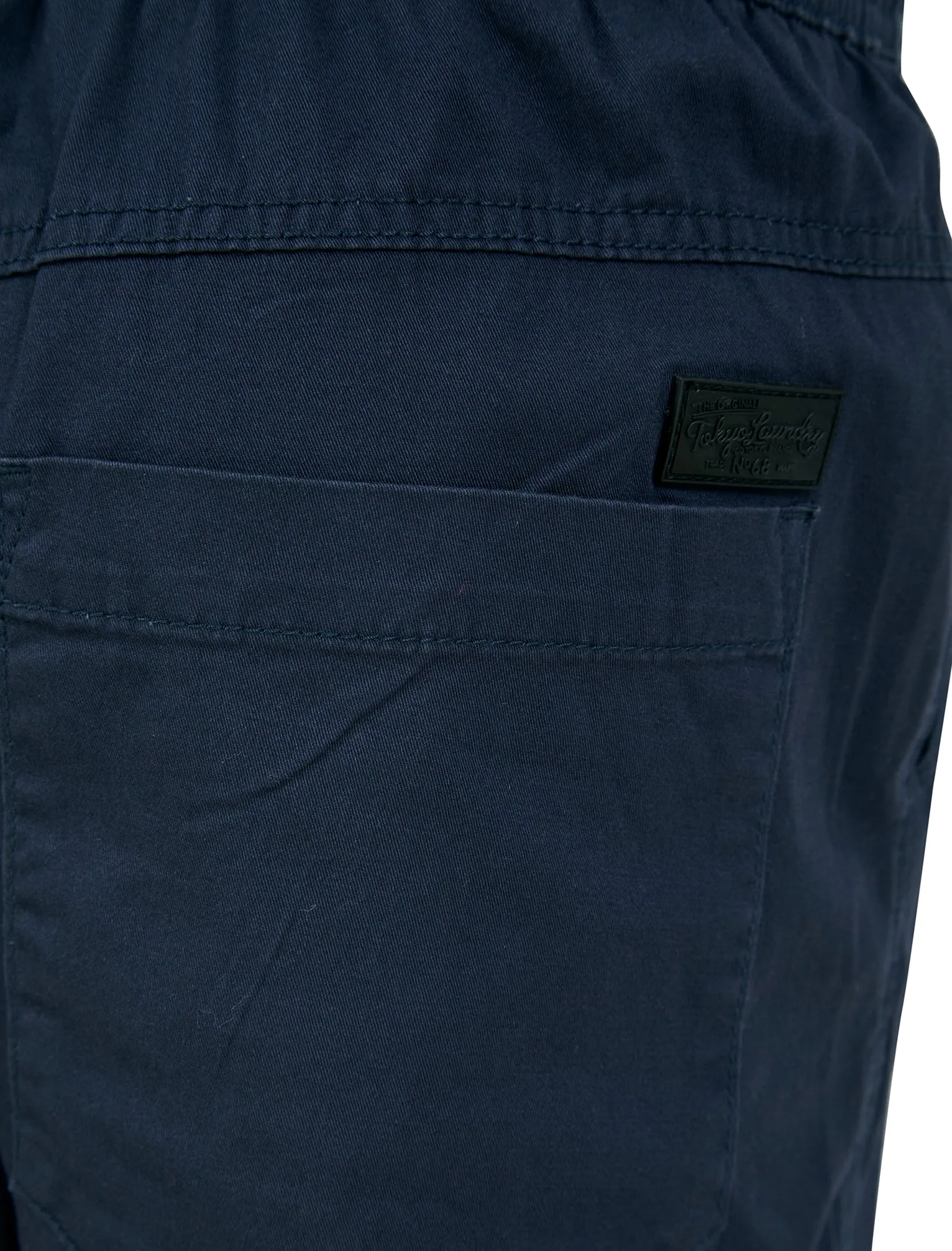 Anza Stretch Cotton Twill Cuffed Cargo Jogger Pants with Pockets in Parisian Night Blue - Tokyo Laundry