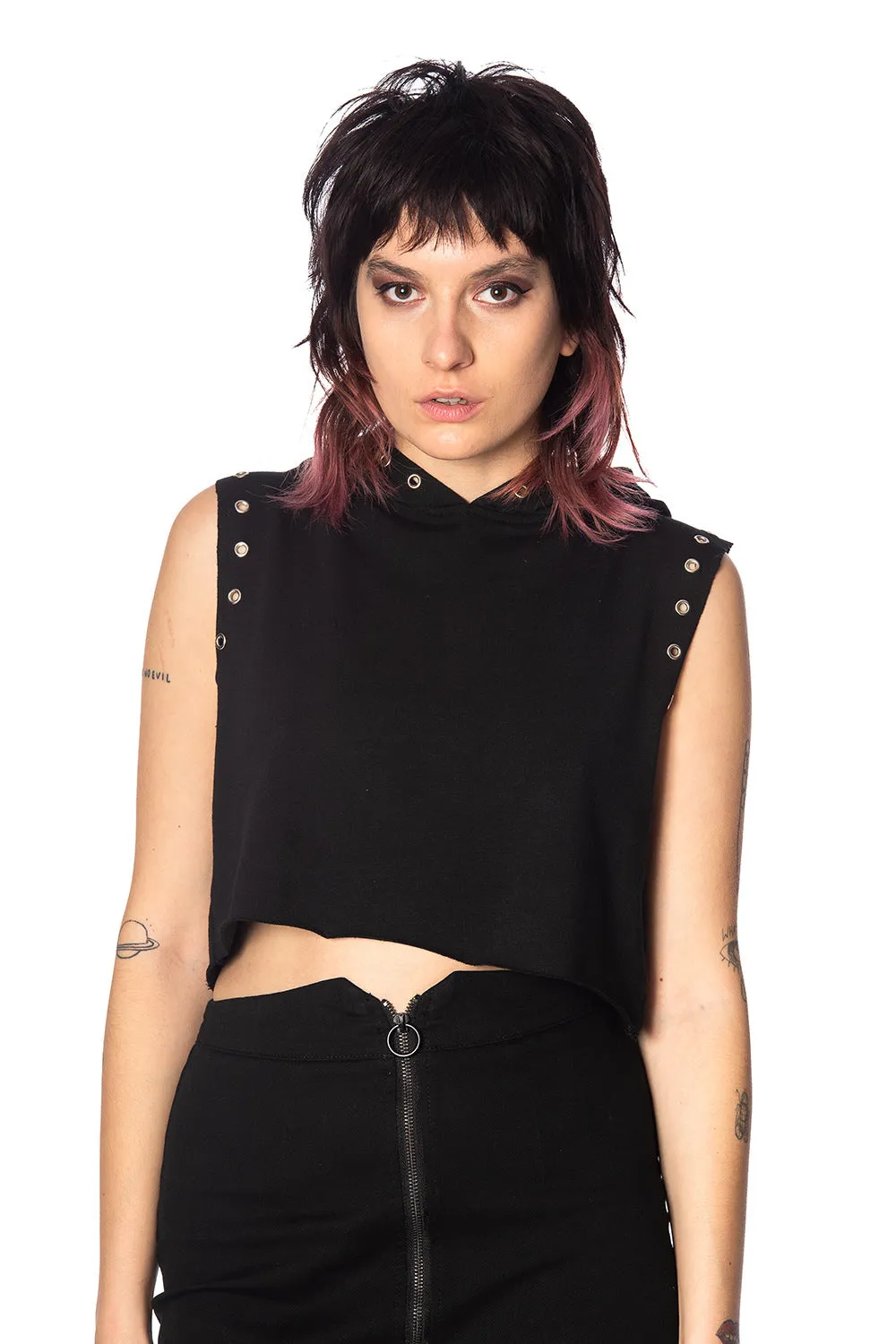 B Movie Hooded Grommet Top