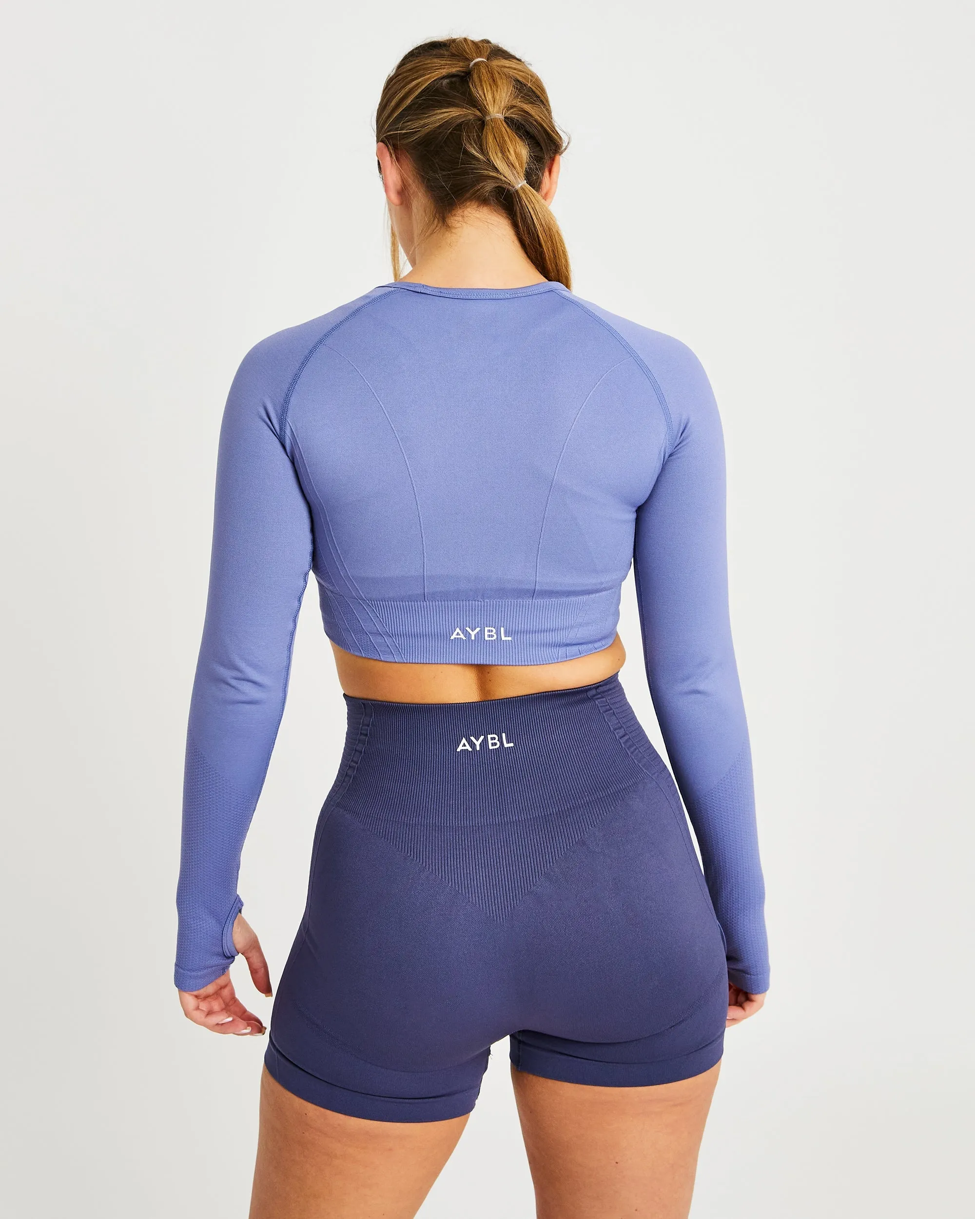 Balance V2 Seamless Long Sleeve Crop Top - Steel Blue