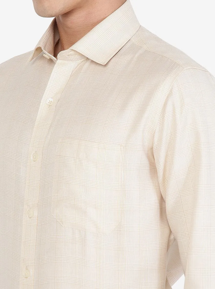 Beige Checked Slim fit Formal Shirt | Greenfibre