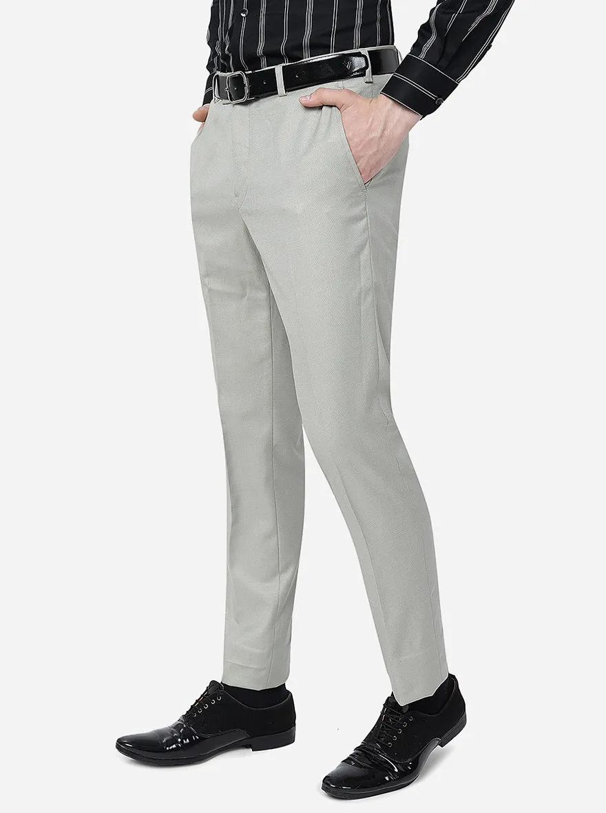 Beige Solid Slim Fit Formal Trouser | Metal