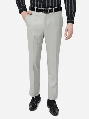 Beige Solid Slim Fit Formal Trouser | Metal