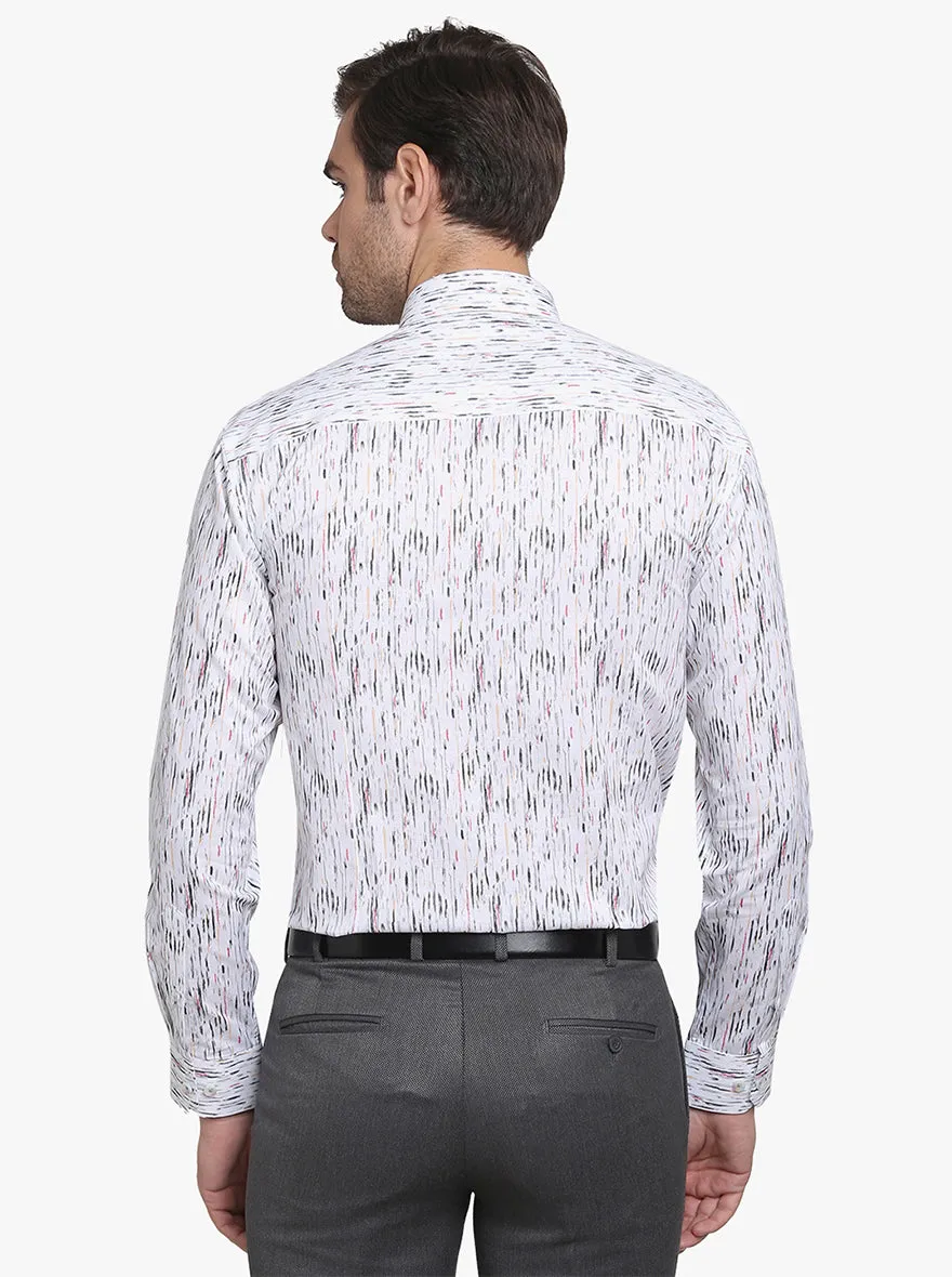 Black & White Printed Slim Fit Party Wear Shirt  | JB Studio