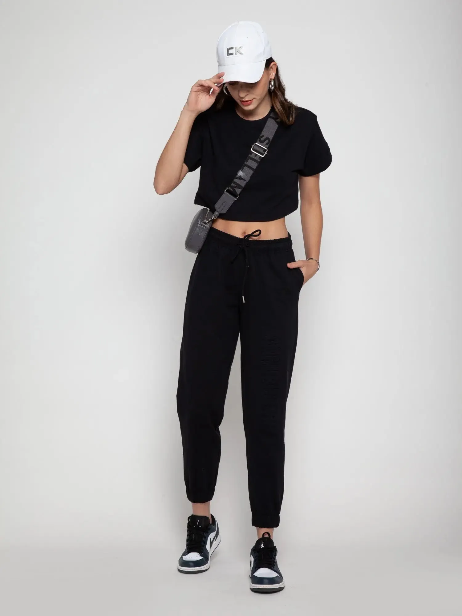 Black CAVA Embossed Crop Tee