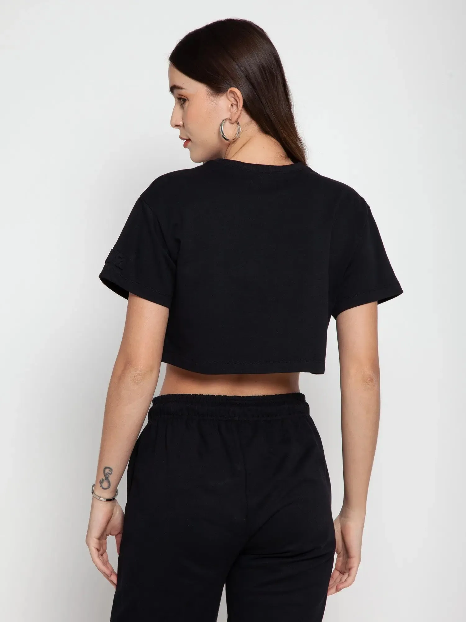 Black CAVA Embossed Crop Tee