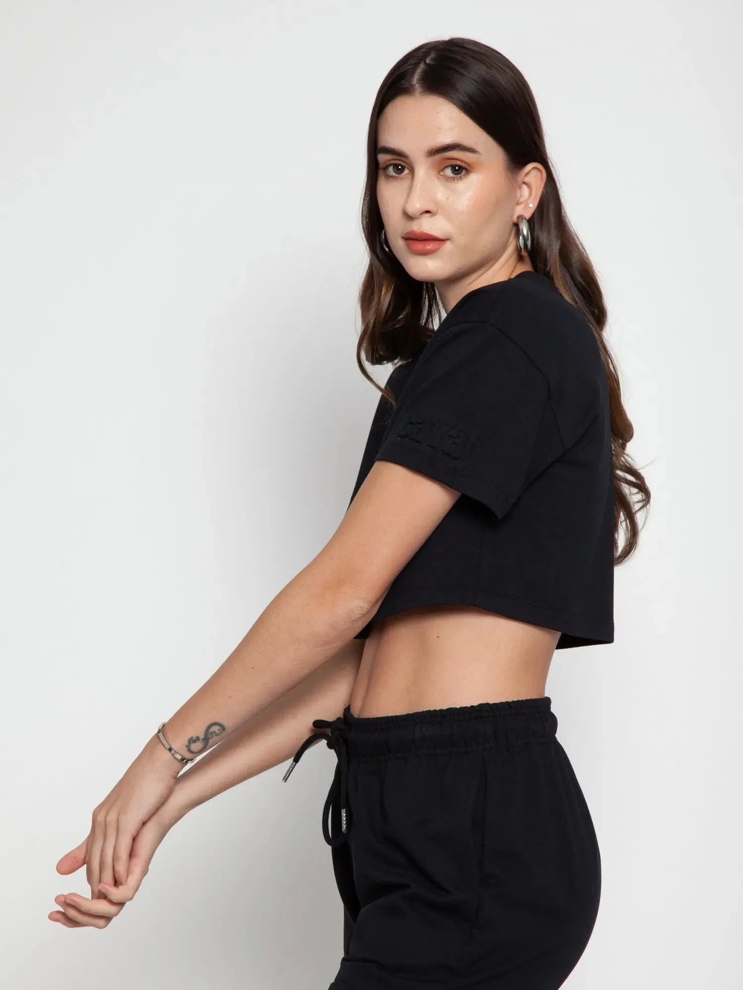 Black CAVA Embossed Crop Tee