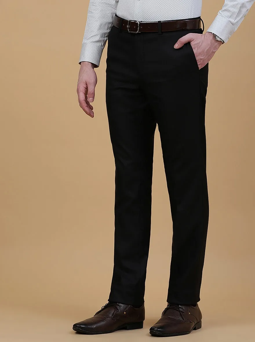 Black Checked Slim Fit Formal Trouser | Metal