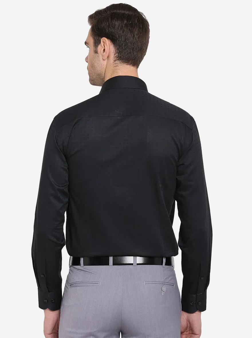 Black Dobby Slim Fit Formal Shirt | Metal