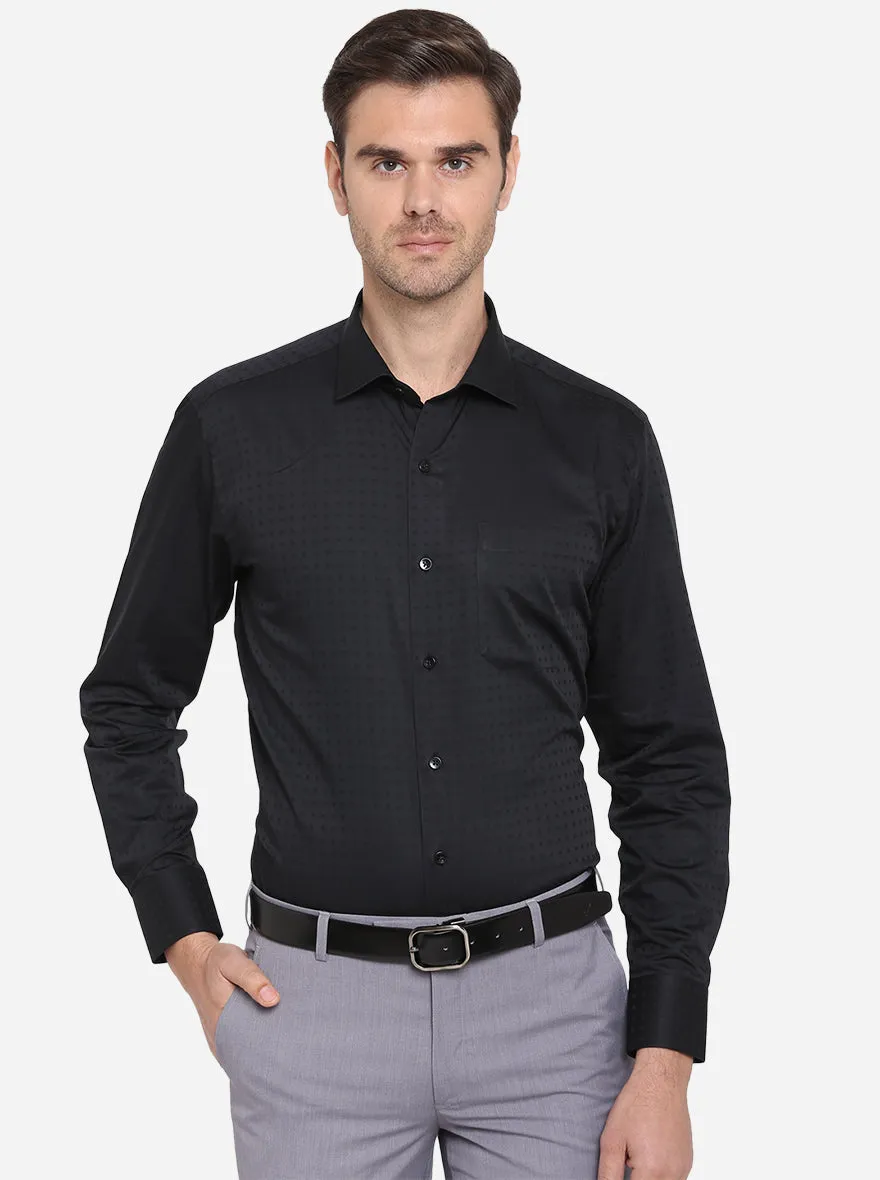 Black Dobby Slim Fit Formal Shirt | Metal