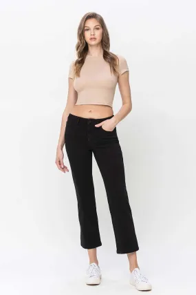 Black High Rise Ankle Straight Jeans by Vervet